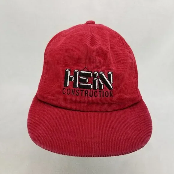 ✅VTG P-Caps Hein Construction Red Corduroy Snapback Baseball Hat OSFA Adjustable - Picture 3 of 9